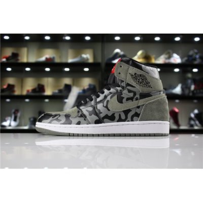 Nike Erkek Air Jordan 1 Retro High Premium Gri / Camo Siyah Basketbol Ayakkabısı Türkiye - S3AJV2L9